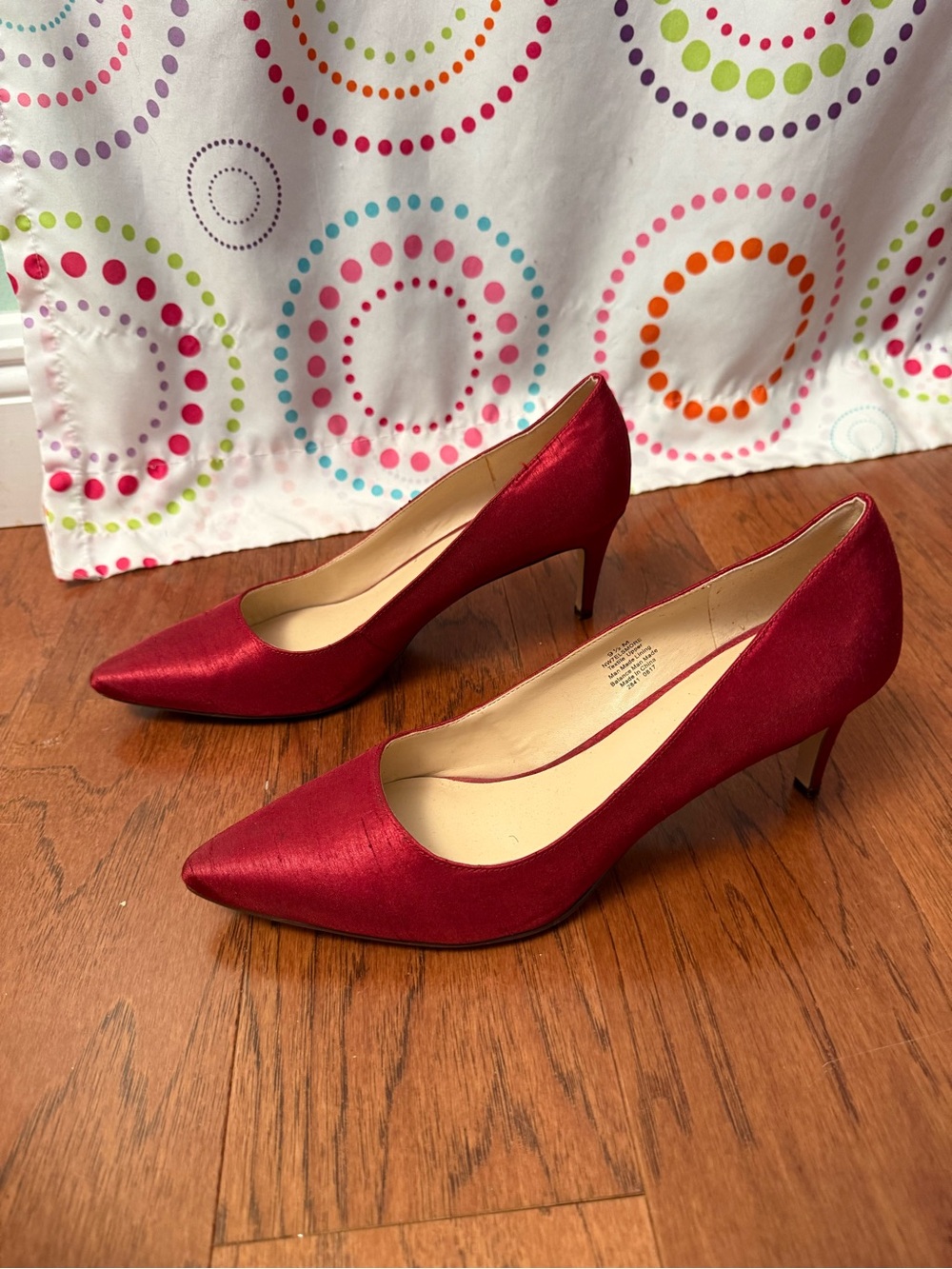 Nine West Burgundy Pointed-Toe Satin Pumps - Picture 2 of 6